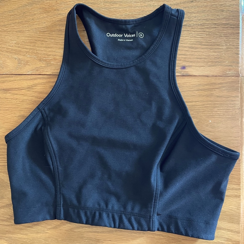 Outdoor Voices Black Athena Crop Top Sports Bra